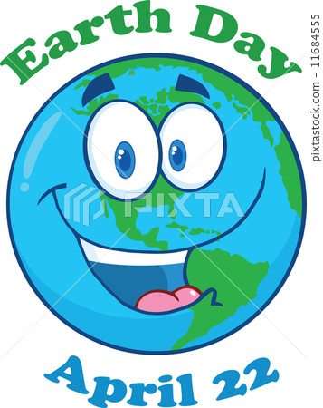 Happy Earth Cartoon Character With Text Happy Earth Cartoon Character With Text 11684555