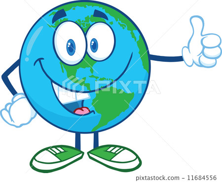 Earth Cartoon Mascot Character Showing Thumbs Up 11684556