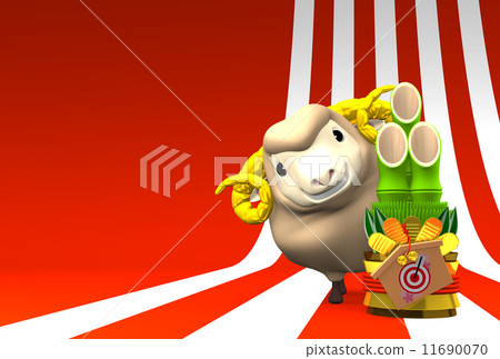 new year's pine decoration, new year's card, sheep 11690070