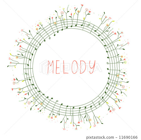 Musical frame with notes and flowers Musical frame with notes and flowers 11690166