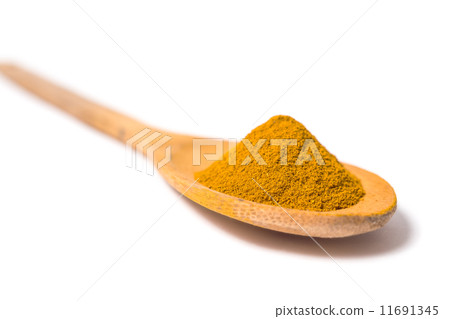 Milled curcuma on wooden spoon Milled curcuma on wooden spoon 11691345