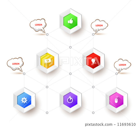 Hexagons relationship with icons 11693610