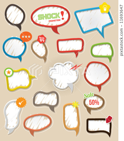 Speech banner drawing style set for promotion funny 11693647