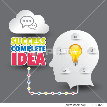 Cloud head bulb icons idea concept Cloud head bulb icons idea concept 11693655