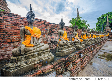 Old  Buddha status in temple at ayutaya province,Thailand 11694825