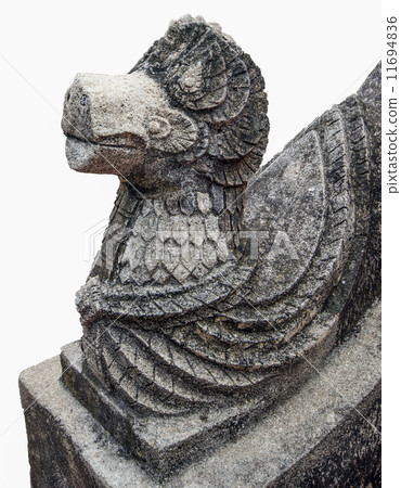 Ancient head of upstair isolated on white background 11694836