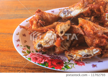 Fresh fried chicken on a plate set 11702793