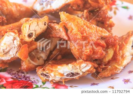 Fresh fried chicken on a plate set 11702794