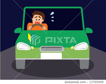 Male beginner's mark who is afraid of driving at night 11705049