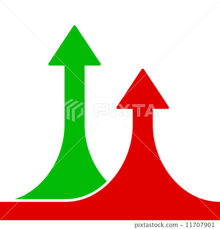 Red and Green Rising Arrows on White Background.Vector Red and Green Rising Arrows on White Background.Vector 11707901