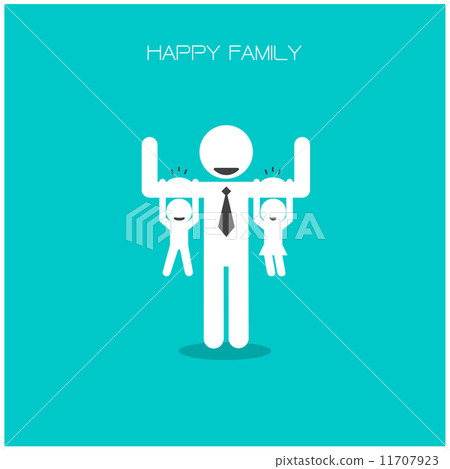 happy family having fun,daughter and son hang on daddy 's arms,f 11707923