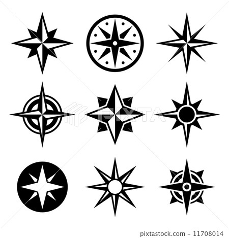 Compass and wind rose icons set. Compass and wind rose icons set. 11708014