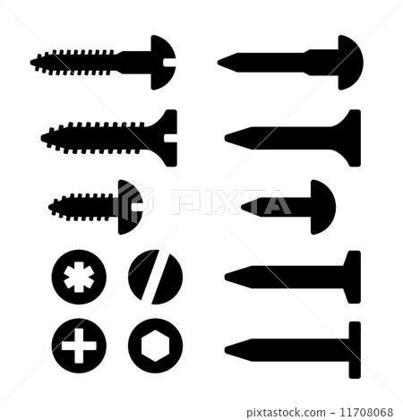 Screws, nuts and nails icons set 11708068