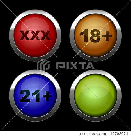 Xxx buttons icons set. Red, orange, blue and green. 11708074