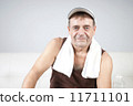 Adult Male Relaxes After Exercising. 11711101