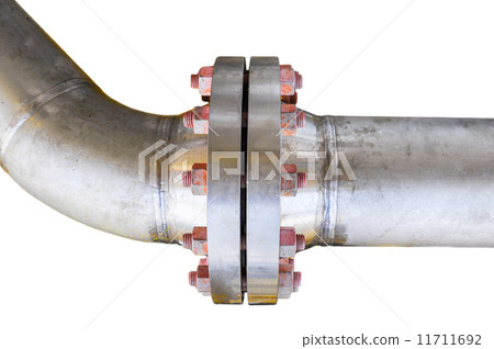 Metal pipe flanges with bolts on an isolated background 11711692