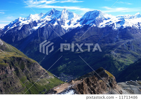 Mountains of the Alps and the town of Zermatt Mountains of the Alps and the town of Zermatt 11713486