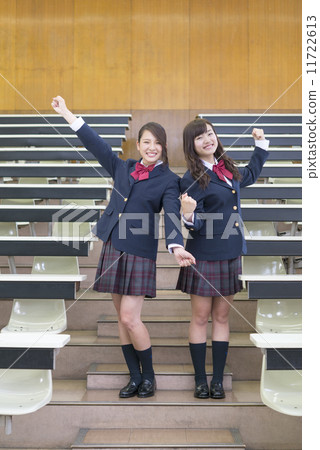 High school student Guts pose stair classroom High school student Guts pose stair classroom 11722613