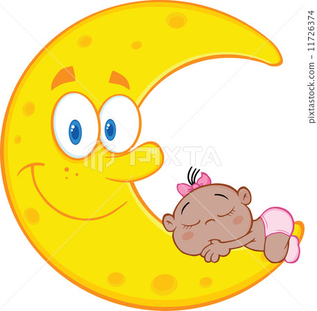 Cute African American Baby Girl Sleeps On The... - Stock Illustration ...