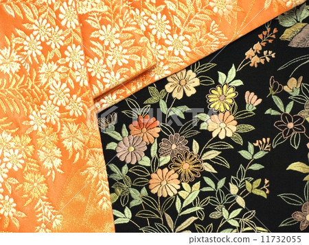 Japanese clothes and obi, kimono, Kurodome sleeve, background material 11732055