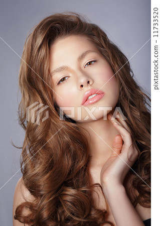 Tenderness. Young Woman with Long Healthy Loosing Hair Tenderness. Young Woman with Long Healthy Loosing Hair 11733520