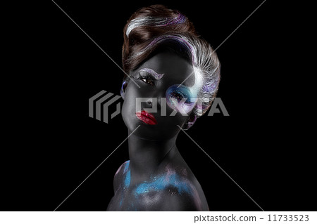 Creativity. Styled Fancy Woman with Art Artistic Makeup. Vogue Style 11733523