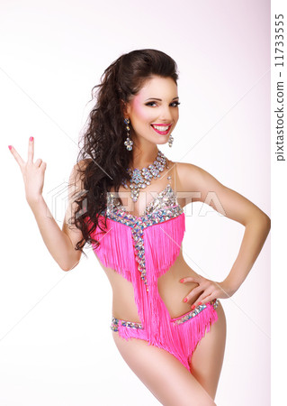 Fortune. Lucky Elated Woman showing Victory Sign 11733555