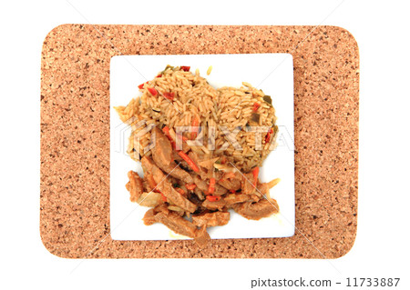 soya meat and rice (vegetarian food) 11733887