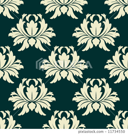 Floral seamless pattern with light green flowers on dark green Floral seamless pattern with light green flowers on dark green 11734550