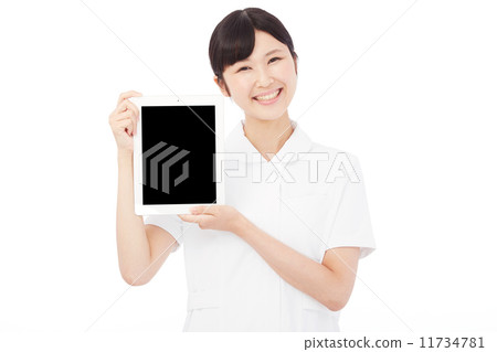 笑與片劑的護士 11734781