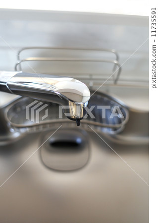 Faucet with a hand shower in the kitchen (closeup) 11735591