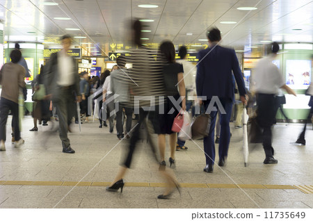 Various people image (slow shutter) to and from large crowded metropolitan stations 227 11735649