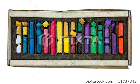 stack of multicolored pastel chalks on box isolated on white background stack of multicolored pastel chalks on box isolated on white background 11737382