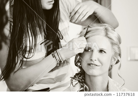 hair stylist designer making hairstyle for woman 11737618