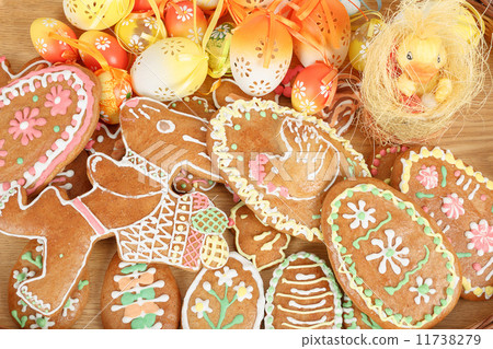 collection of easter gingerbreads and eggs collection of easter gingerbreads and eggs 11738279
