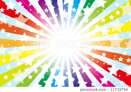 背景材料壁紙（星形圖案，徑向，渦旋，星星，星星，星星，彩虹，彩虹，彩虹，七種顏色） 11739794