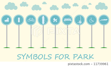 Flat vector illustration with signs for active leisure in the park 11739961