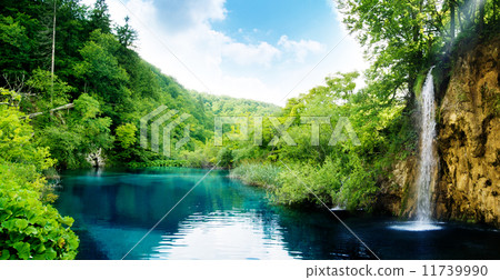 waterfall in deep forest 11739990