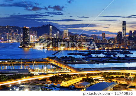 Urban downtown city at sunset, 11740936