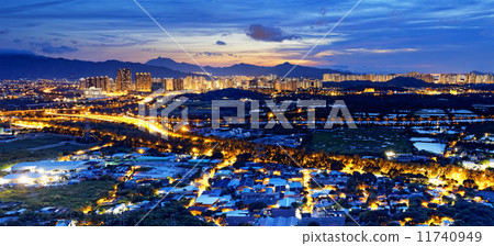 Urban downtown at sunset moment, Hong Kong 11740949