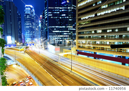 hong kong modern city High speed traffic hong kong modern city High speed traffic 11740956