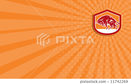 Business card European Bison Charging Shield Retro Business card European Bison Charging Shield Retro 11742269