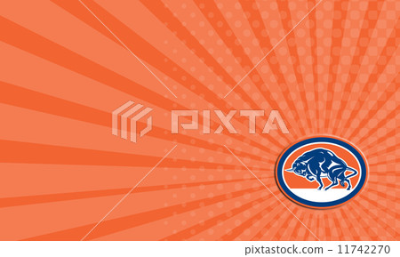 Business card European Bison Charging Oval Retro Business card European Bison Charging Oval Retro 11742270
