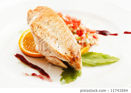 grilled chicken with salad 11743894