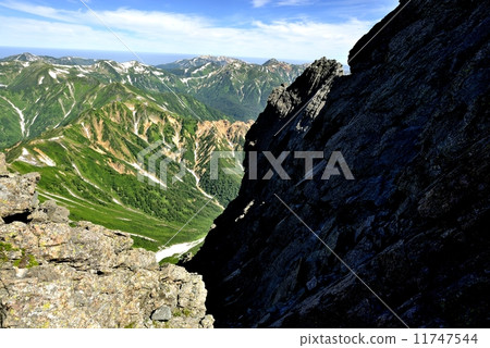 Landscape during mountain peak, mountaintop attack (Photo location: on the climbing path from Yarugadake Sanso to the summit) 11747544