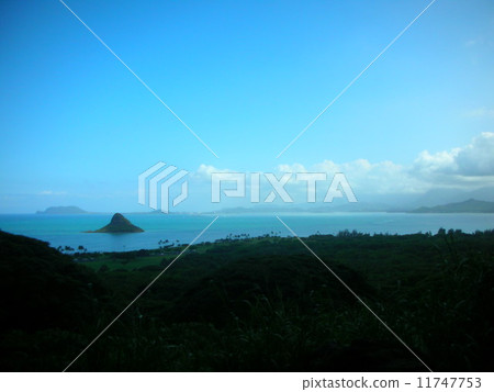 View from the Hawaii Kualoa, Sea & China Man's Hut View from the Hawaii Kualoa, Sea & China Man's Hut 11747753