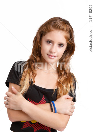 Studio portrait of young beautiful girl 11748292