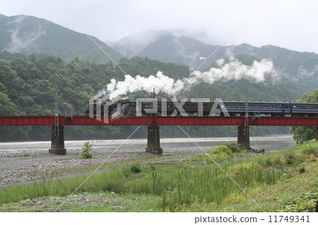 Steam locomotive across the railway bridge c11 Steam locomotive across the railway bridge c11 11749341
