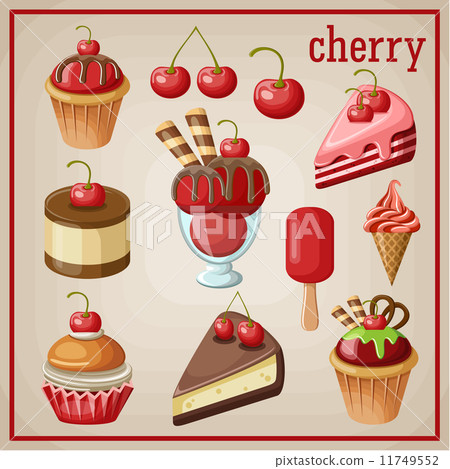 Set of sweets with cherry. vector illustration Set of sweets with cherry. vector illustration 11749552