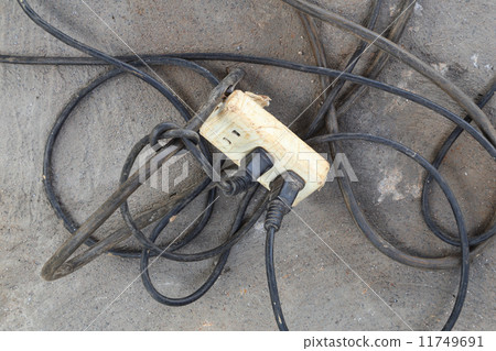 Old white plastic extension adapter plug cable 11749691